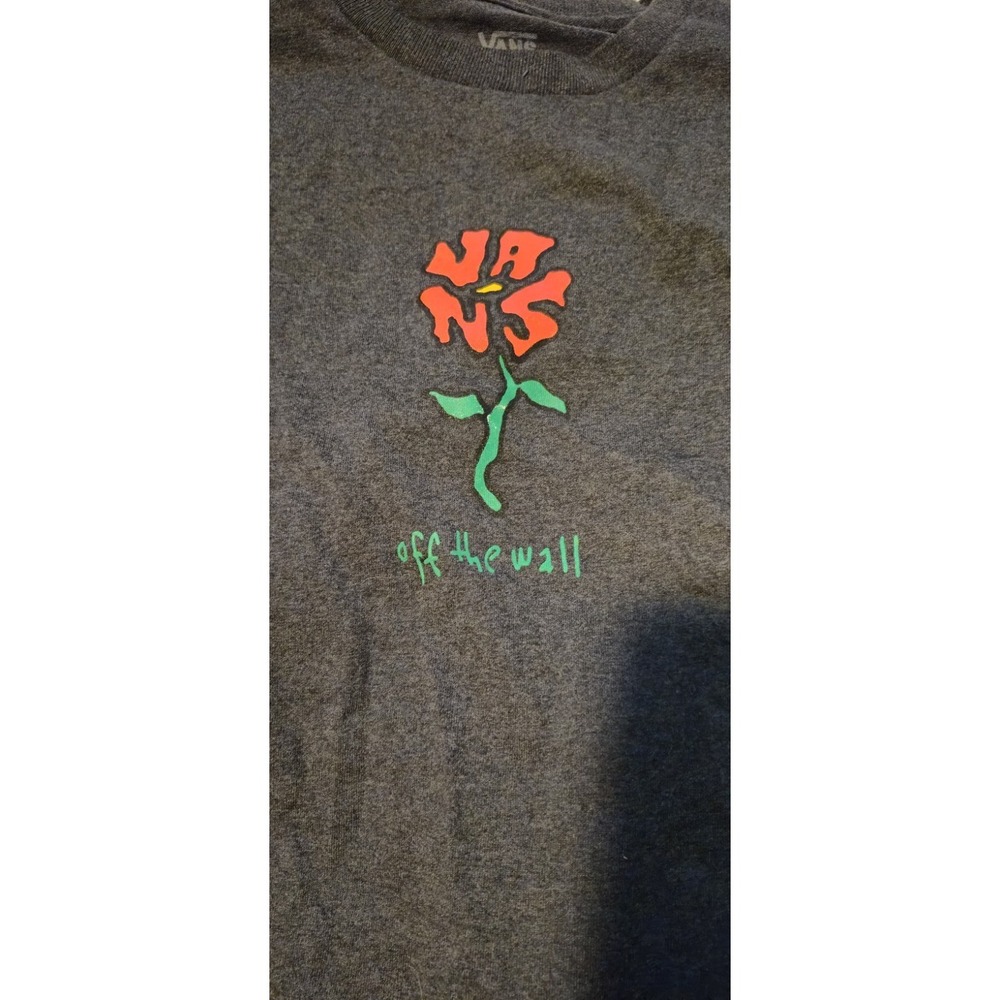 Vans Off The Wall T Shirt Men's‎ Large Gray Rose Graphic Short Sleeve